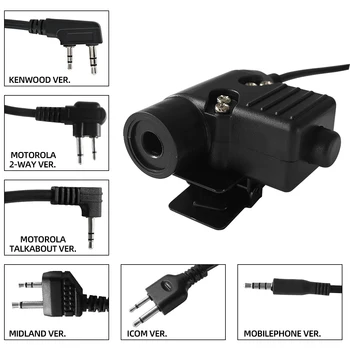 U94 PPF plug para KENWOOD / ICOM / Mobile / MIDLAND / Motorola Talkabout 1 PIN / 2 PINOS Fone de ouvido Tático Militar Adaptador