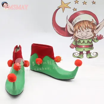 MsMay Natal Sapatos Cosplay Sapatos Vermelho, Verde, Engraçado, Bonito De Natal, Palco De Desempenho Sapatos De Festa De Ano Novo De Sapatos