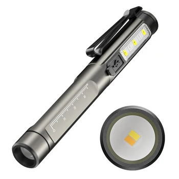 Mini lanterna elétrica do TIPO built-in-C carregamento cinto de pen clip compacto e portátil violeta UV LED exame médico impermeável