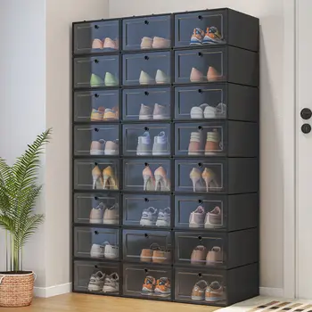Plástico Sapateira Simples Shoerack Casa Porta Do Dormitório Sapato Espaço De Prateleira De Verão Sapateira Transparente Da Caixa De Armazenamento