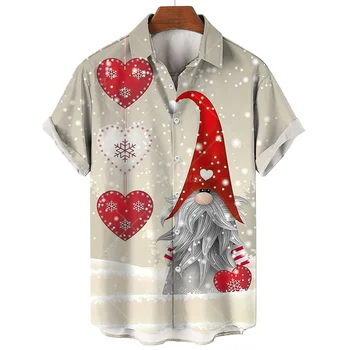 Novas Vestimentas de Natal Para homens Impressos em 3d camisa de homem de Partido de Praia Masculino Vestuário Solto Camisas Oversized E Blusa Camisa Havaiana