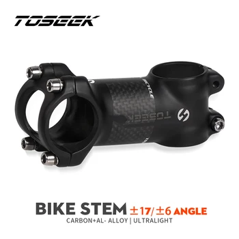 TOSEEK Bicicleta Guiador, 28.6-31,8 mm de Alumínio + Carbono Haste Angle6 17 Mtb Guiador, MTB-Tronco Peças de Reposição Para Bicicleta