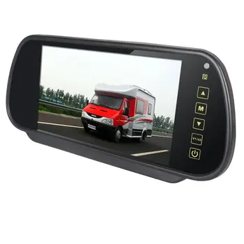 ANSHILONG Carro de 7 polegadas TFT LCD de Espelho de Vista Traseira do Monitor 2 CANAIS de Entrada de Vídeo Botão de Toque da definição 800*480