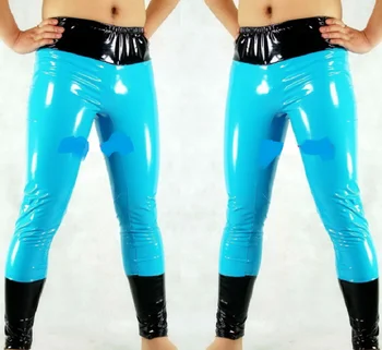 Negra quente / lago azul PVC brilhante da mulher de meia-calça / calças para homens e mulheres de Wrestling Calças