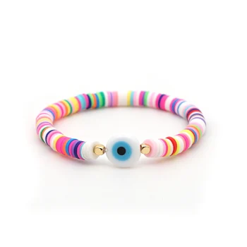 GO2BOHO arco-íris Braceletes de Macramé Sorte, Mau-olhado das Mulheres Heishi Disco Perla o Bracelete Pulseira Artesanal Boho Multicolor Jóias