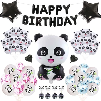 Dos desenhos animados do Panda Folha de Balão China Tesouro Nacional Feliz Aniversário, decoração para uma festa de crianças do chuveiro de bebê balão de ar fornecimentos de terceiros