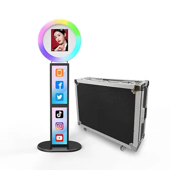Cabine de Fotos portátil para iPad, Selfie Photobooth Máquina com RGB, o Anel de Luz, de Publicidade Caixa de Luz, Escudo do Metal, para Festas