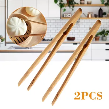 2Pcs de 18cm de Bambu Pinças de Chá Reta Clip de Madeira de Alimentos Brinde Salada de Ferramentas de Cozinha Gadgets Utensílios de Cozinha Teaware Acessórios