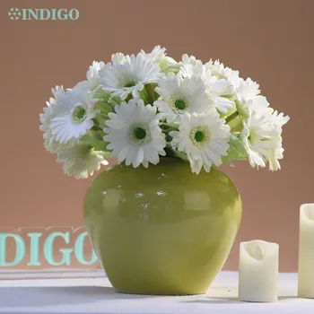 Indigo-branco, margarida flores para decoração de mesa, belo design floral, toque real, para festa e eventos, de 6 peças/Bundle, 32cm