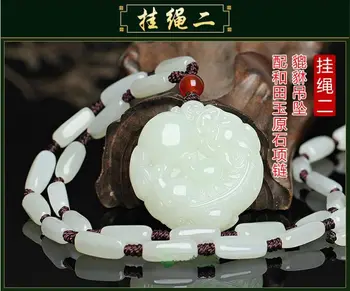 Natureza Jade Branco Jadeite Sol Pi Xiu Pingente da Sorte Besta Amuleto Jade Colar de missangas de Suspensão
