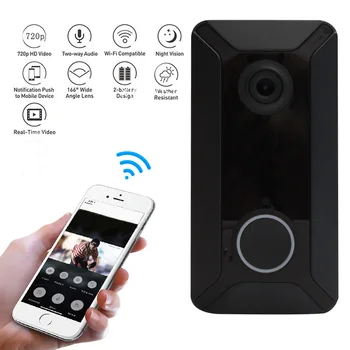 Smart Home Security Campainha Do Wifi Da Câmera De Vídeo Do Intercomunicador De Porta, Sino De Câmera Exterior Sem Fio Wi-Fi Campainha De Áudio De 2 Vias De Visão Noturna