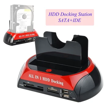 HDD Docking Station eSATA, USB 2.0/3.0 Adaptador De 2,5 3,5 Polegadas Unidade de Disco Rígido Dock Station SATA IDE Dual Bay Rígido Gabinete