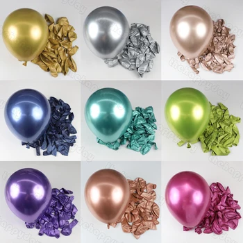 100/50Pcs Metal Balões Cromado Metalizado Balões de Látex 12/10/5inch para Balões de Aniversário chá de Bebê Festa de Formatura, Decoração