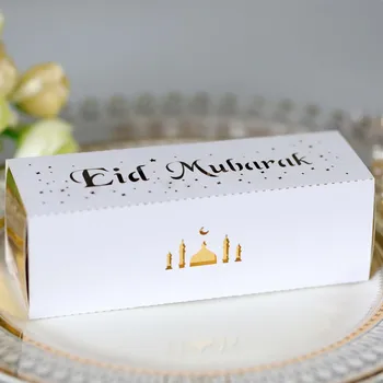 5Pcs Eid Mubarak Papel Dragee Caixas de Presente de Ramadan Karim Cookie Doces Saco de Empacotamento da Caixa de Muçulmanos Islâmicos Festival de Fornecimentos de Terceiros