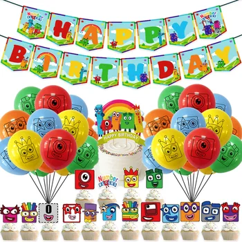 Numberblocks De Aniversário, Decorações Descartáveis Bolo Topper Legoing Faixa De Balões Para Festas Conjunto Meninos Do Chuveiro Do Bebê