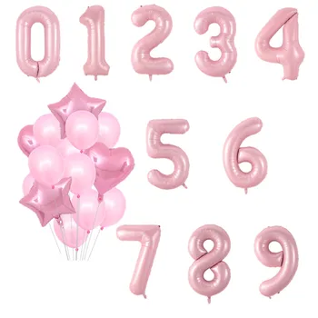 40inch cor-de-Rosa Número de Balões Folha 0 1 2 3 4 5 6 7 8 9 Ar Infláveis Bola de 18 De Feliz Aniversário, Festa de Casamento, Decoração de Suprimentos