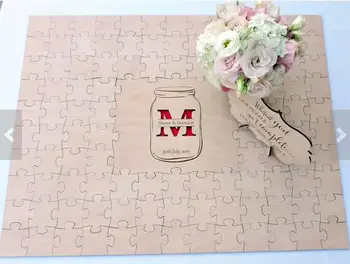 Personalizar âncora jar náutico puzzle dia do casamento de hóspedes livros Alternativa corações de Madeira guestbooks Recepção favores do partido