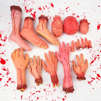 Halloween Horror Sangrento Adereços Assustador Mão Falso Mão, Dedo, Perna, Pé Cérebro, Coração Da Casa Assombrada, Bar, Casa De Festa Decoração De Suprimentos