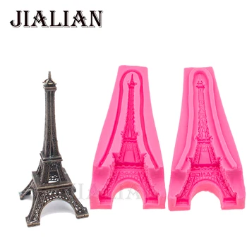 3D Torre Eiffel Molde de Silicone Fondant Moldes para DIY Decoração do Bolo de Ferramentas de Bolo de Moldes de Sabão de Silicone Cozimento molde T0588