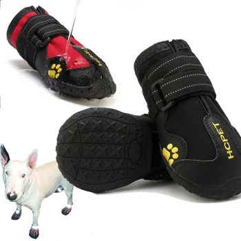 4pcs/set Cão de Estimação Sapatos Reflexiva Impermeável Cão Botas Quentes de Neve, Chuva, Animais de estimação Calçado Anti-derrapante Meias de Calçados De Médio e Grande Cão