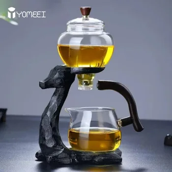 YOMEEI Criativo Veado Bule de Vidro Automática resistente ao Calor Infusor de Chá turco Gotejamento Chá Oolong Conjunto de Base Para Chá e Café de Fazer