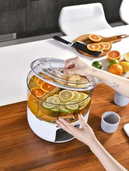 Francês vento frigorífico frio chaleira grande capacidade com torneira família suco de limão, chá de frutas balde legal chaleira bebida balde