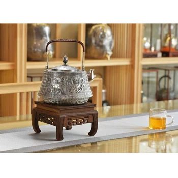 Pote de prata 999 prata artesanais conjunto de chá Japonês retro bule chaleira casa cerimônia do chá Kungfu conjunto de chá 1300ml