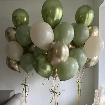 40PCS 10inch Abacate Verde Balões de Ouro Branco Confete Balão de Aniversário, Aniversário de Casamento Selva Festa de Verão, a Decoração Home