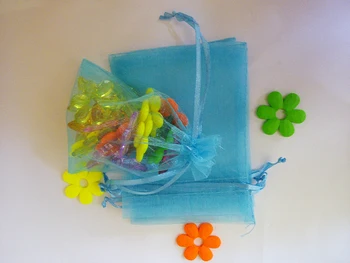 30*40 cm 100pcs Saco de Organza Lago Azul Cordão saco de jóias de embalagem sacos de chá/dom/de alimentos pequena transparente bolsa de Fios saco