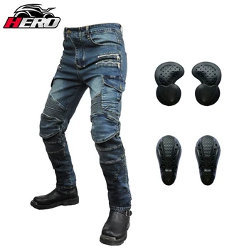 Moto Jeans Homens De Moto Slim Fit Calças Com Zíper Equipamentos De Proteção Casual Moto Calças De Motocross Multi Bolso De Calças Cargo