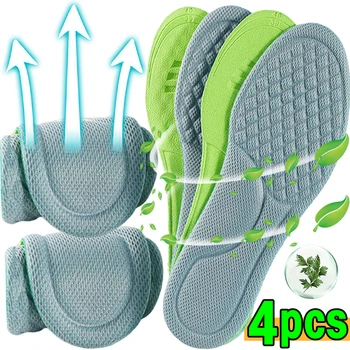 4PCS de Massagem Esporte Palmilhas para Sapatos que absorvem o Suor Respirável Desodorante Palmilha para Pés Crescente Sola de Esponja de palmilhas Pad