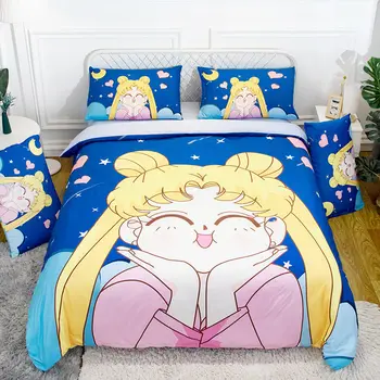Puro algodão cartoon anime Sailor Moon quatro peças de conjunto menina único dormitório três peças de conjunto duplo de cama de têxteis-lar dom