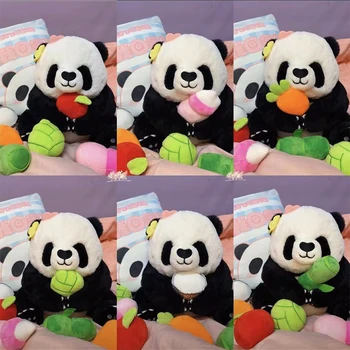6Pcs/Saco Bonito Ácidos Panda Lanche Sacos de desenho animado, Recheado de Alimentos de Bambu Pandas de Pelúcia Jogar Travesseiro Almofada Macia Crianças Brinquedos para Meninas de Presente