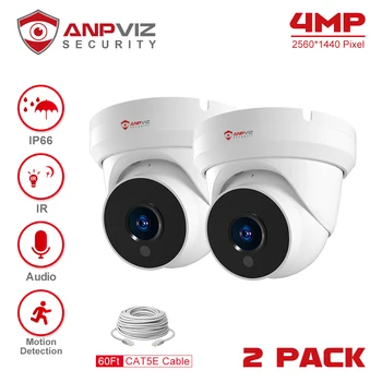 Anpviz 4MP POE Camera IP 2PCS ao ar livre de Segurança Torre de Vigilância de Vídeo Detecção de Movimento da Câmera P2P Vista Danale Built-in Mic