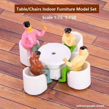 Escala 1:75 1:150 Miniatura de Mesa/Cadeiras Modelo ABS Móveis de Brinquedos Para o Interior de Casa Cena Layout Material Diorama Kits de 10 Conjuntos de