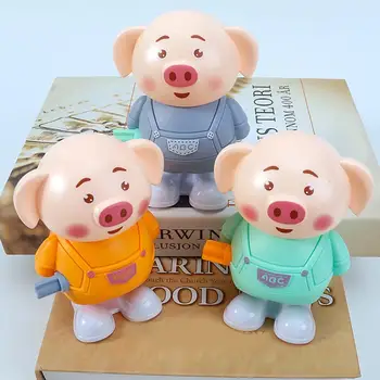 Wind-up Brinquedo dos desenhos animados do Porco Decorativos de Plástico Piggy um Relógio de Brinquedo para Crianças
