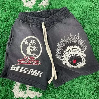 Hellstar Shorts de Algodão de Alta Rua Impressão Cordão de Moda Retrô de Esportes de Lavagem dos Homens Negros E as Mulheres de Shorts