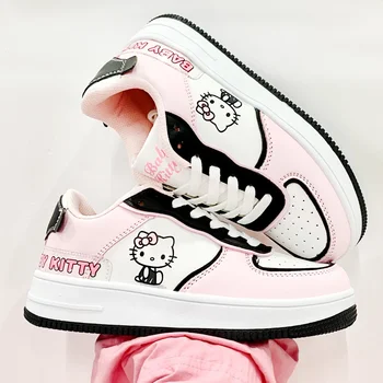 Sanrio Hello Kitty Kawaii Luz Respirável Sapatos de Todos-Jogo-de-Rosa as Mulheres Sapatos de Tênis Bonito para a Menina Casual, o Sapato Cheio de Tamanho de calçado