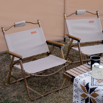 Ao ar livre de alumínio liga de grão de madeira cadeira dobrável acampamento de férias de praia, cadeira de armazenamento portátil kmet cadeira