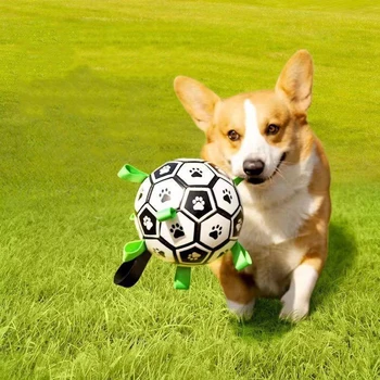 Interativo Cão de Futebol Reflexiva Bola de Futebol Inflado de Formação de Brinquedo ao ar livre Border Collie Bolas para Cães de Grande porte do seu animal de Estimação