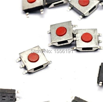 100pcs 6*6*2.5 mm O patch 5pin Tátil Interruptor de Botão de pressão botão Vermelho Impermeável cobre a cabeça de Chave