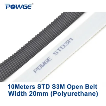 POWGE 10meters PU Arco STS STD S3M Abrir correia dentada S3M-20mm de Largura 20 mm de Poliuretano aço 20STD3M correia Síncrona Laser CNC
