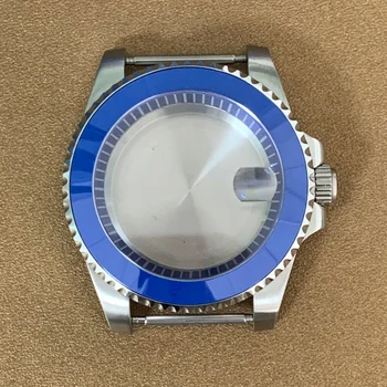 Caso relógio de 40mm Aço Inoxidável 316L Azul, Sombra Interna de Vidro da Safira Equipado com NH35 Movimento do Relógio de Acessórios de Caso