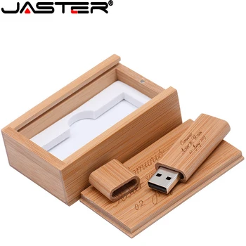 JASTER Livre logotipo personalizado unidade flash USB de Madeira de Bambu USB com Caixa de Memory stick Pen drive de 16GB 32GB 64GB USB stick presente de Casamento