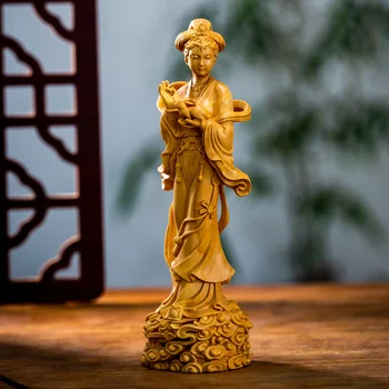 Madeira maciça de Fadas Chang'e a Figura da estátua, a Tradicional mão carving, a mitologia figura，Casa, sala, quarto, decoração, enfeites