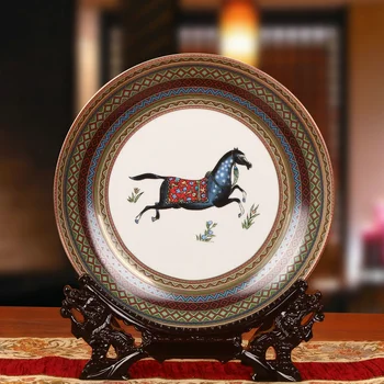 Jingdezhen Cerâmica Europeia Cavalo Placa De Flor De Disco De Parede-Placa Do Sudeste Asiático Em Casa Artesanato Decorativo Mobiliário