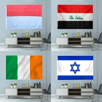 Bandeira nacional da Indonésia Iraque Irlanda Israel Gráfico Impresso do Costume para a do Desporto de Poliéster Eixo Tampa Ilhós Banner 3X5FT 90X150CM
