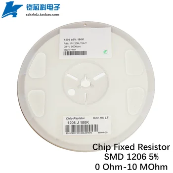 5000PCS 1206 SMD Resistor de 5% 0 Ohm - 10M 1 10 100 300 560 Ohms 1R 10R 100R 150R 1K 10K 100K 1M de Chips Fixo Resistência