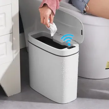 14L Sensor Inteligente lata de Lixo Eletrônico Automático Wc, casa de Banho Quarto, Sala de estar Impermeável Estreito de Costura Sensor de Lixo