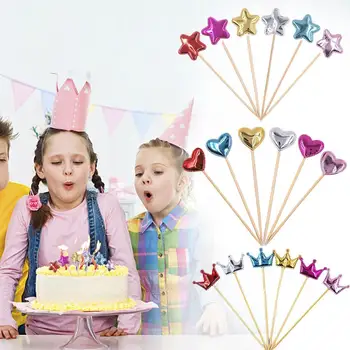 30pcs Glitter Coração do Golden Star Cupcake Toppers Colorido Bolo Para chá de Bebê Festa de Aniversário, Decorações de Crianças de Casamento de Suprimentos